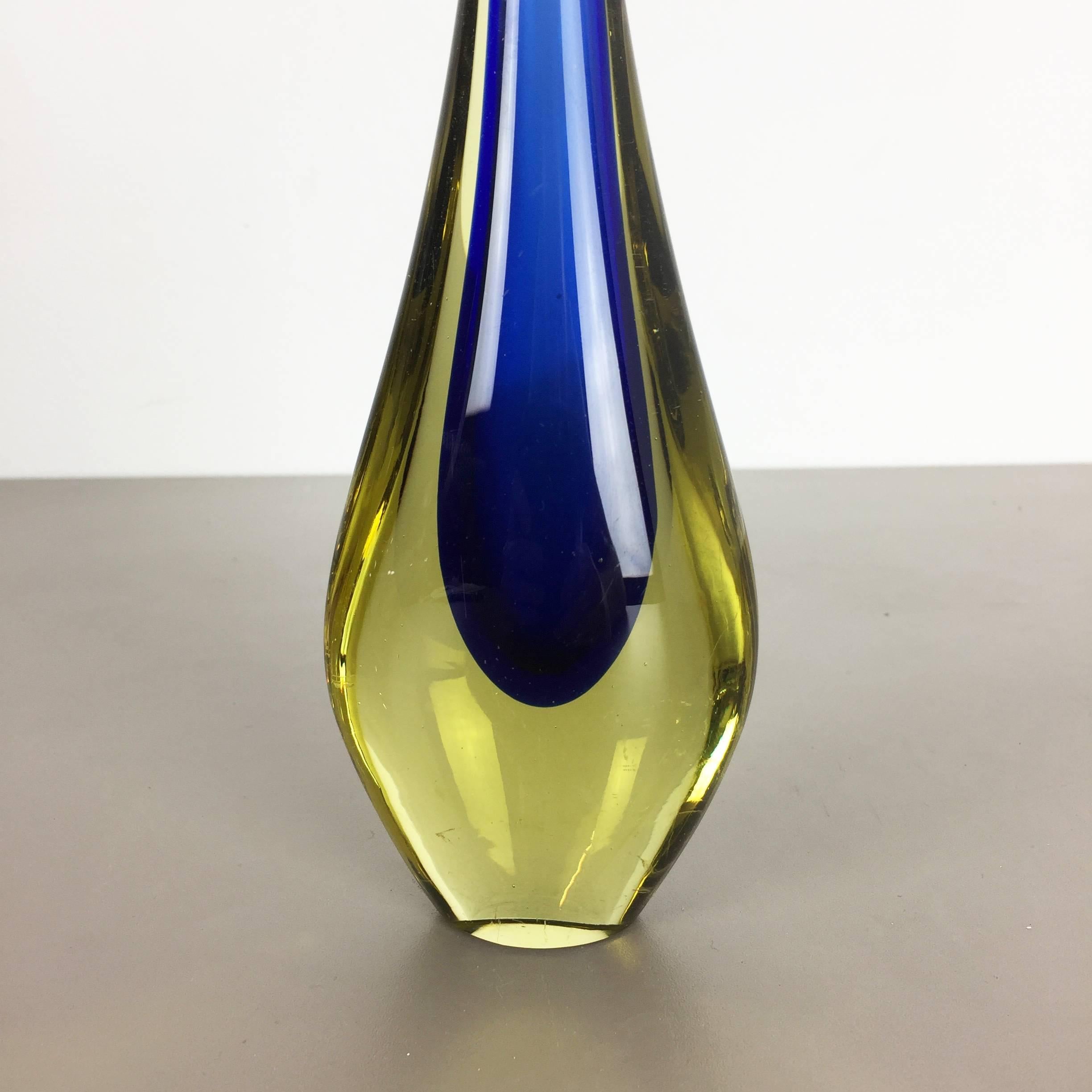 German Small 1960s Murano Glass Sommerso Single-Stem Vase by Flavio Poli, Italy