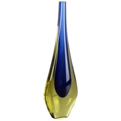 Petit vase à tige unique en verre Murano Glass Sommerso des années 1960 par Flavio Poli, Italie