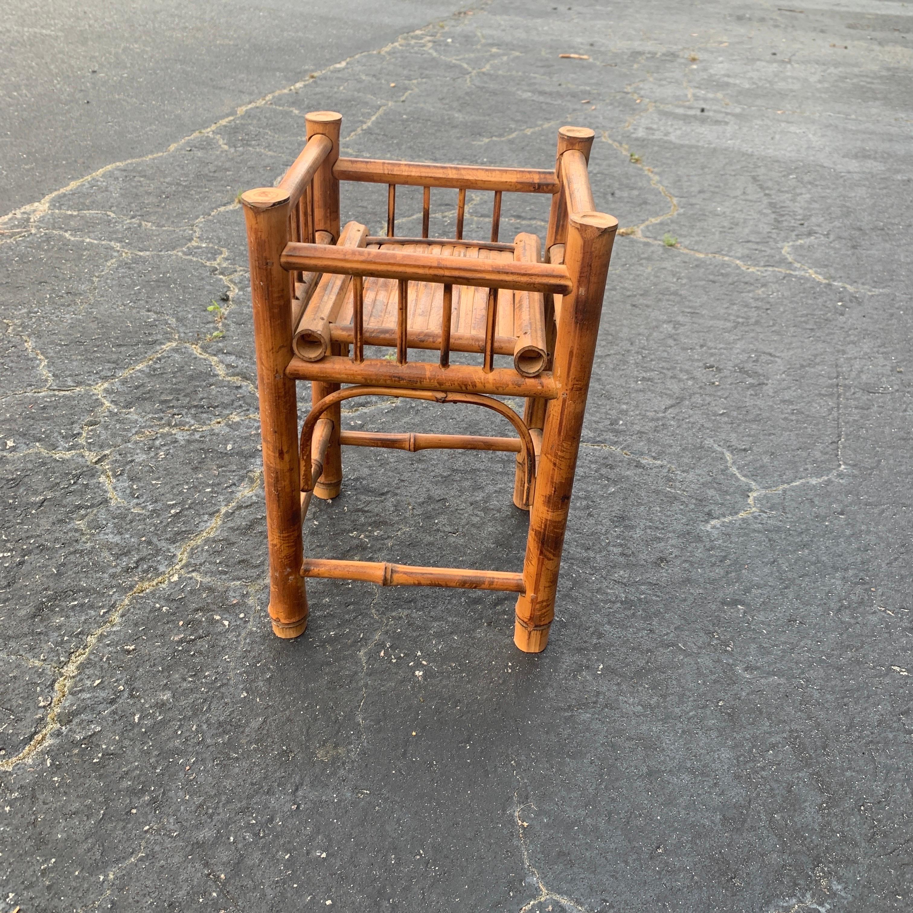 Hand-Crafted Small 1970s Bamboo Plant Stand