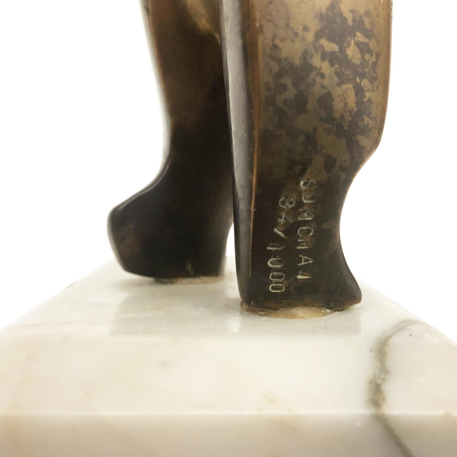 Small 1970s Bronze Abstract Sculpture on Marble Base In Good Condition For Sale In New York, NY
