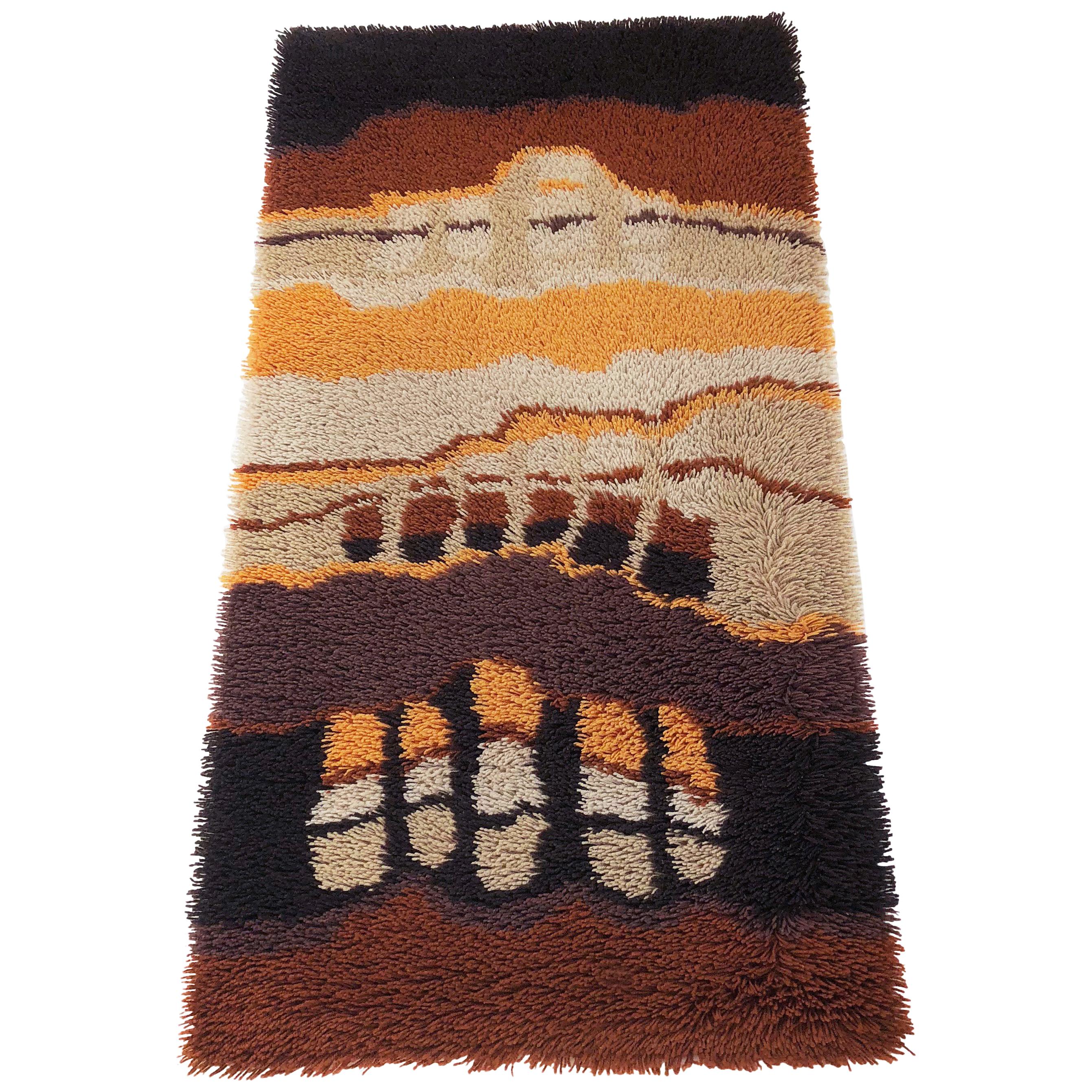Small 1970s Modernist Multi-Color High Pile Rya Rug by Desso, Netherlands No. 2
