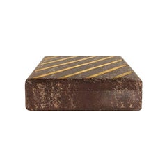 Small 1970s Rectangular Maroon Marble and Brass Box