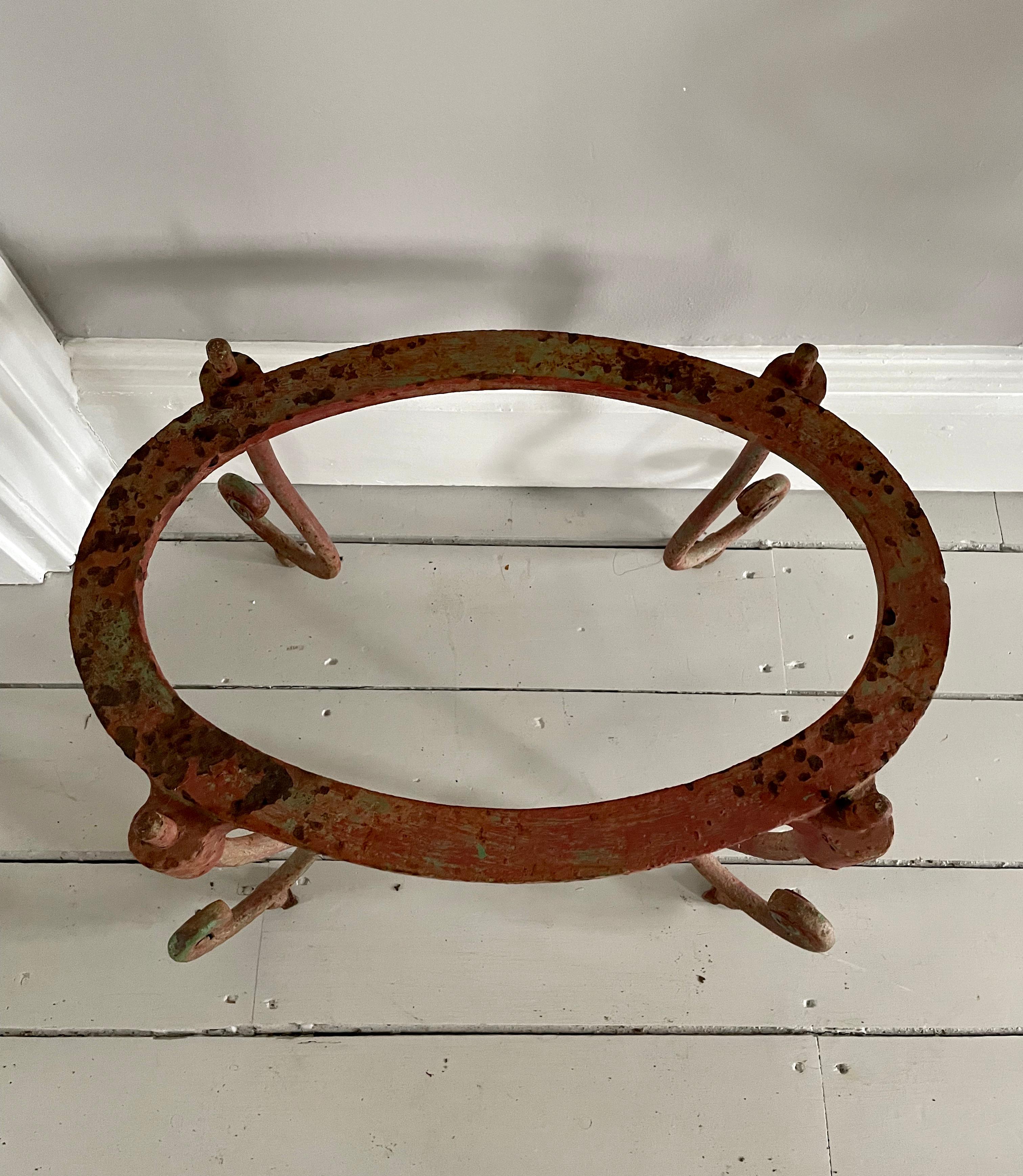 Small 19th Century American Oval Cast and Wrought Iron Table Base For Sale 1