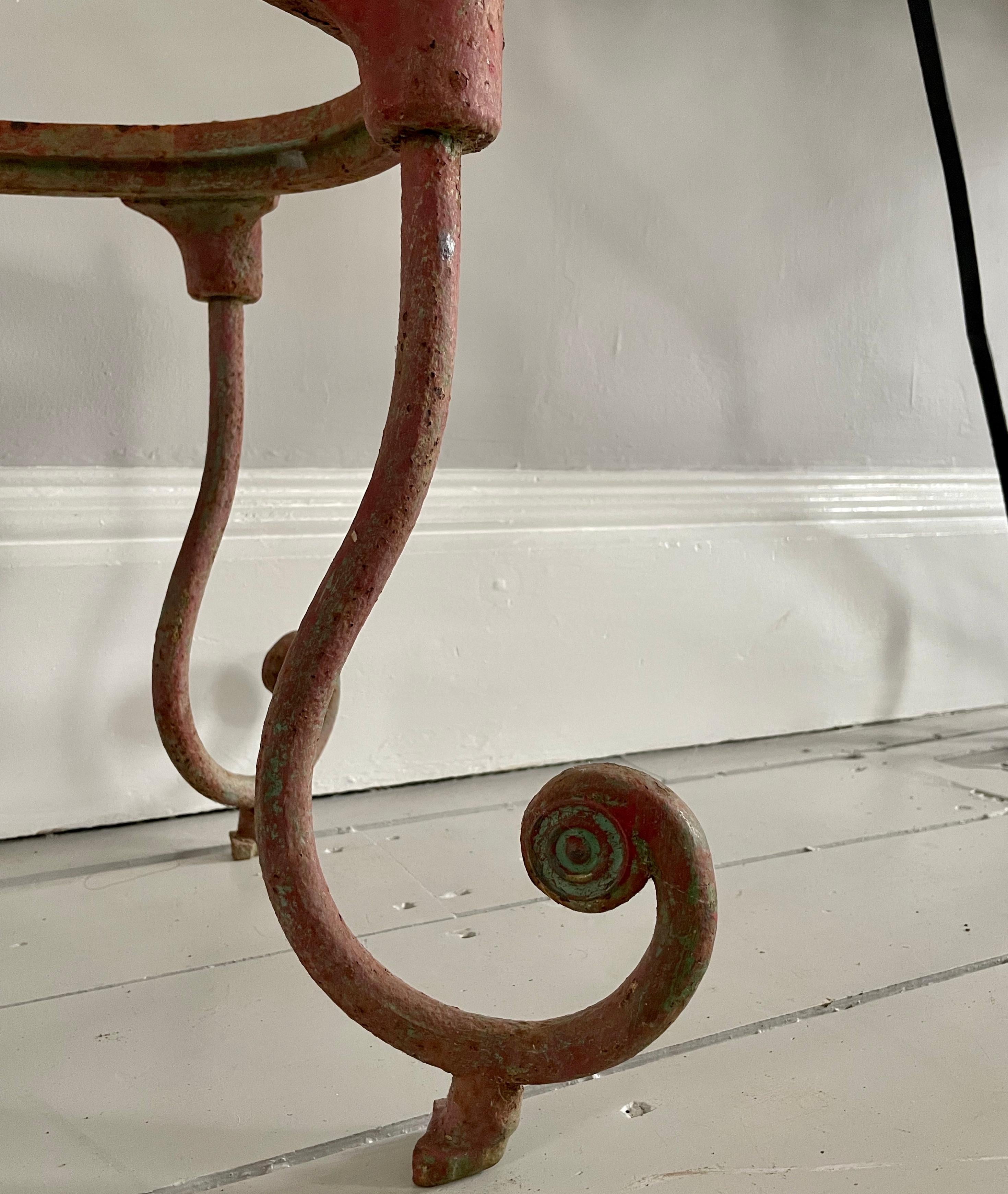 Small 19th Century American Oval Cast and Wrought Iron Table Base For Sale 3