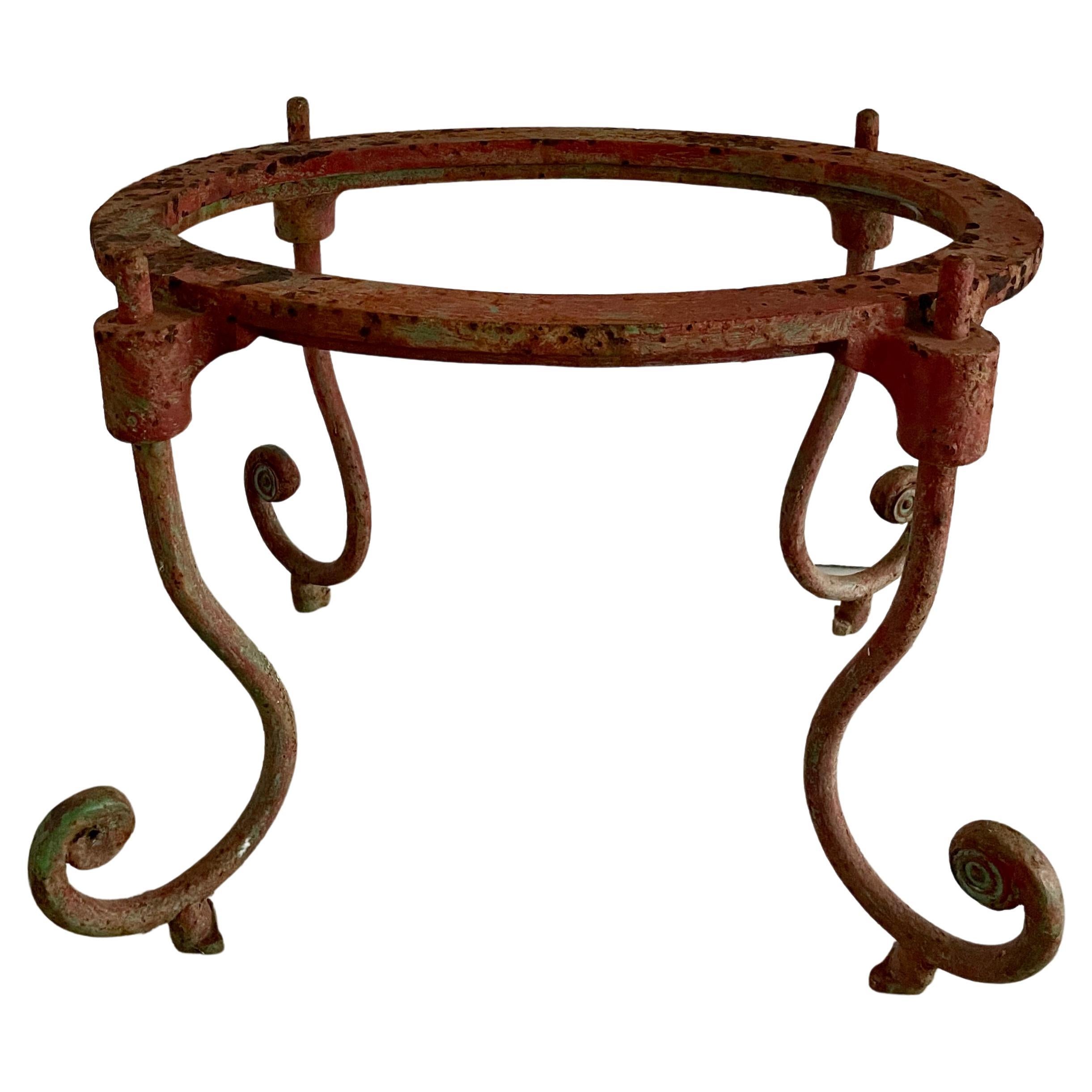 Small 19th Century American Oval Cast and Wrought Iron Table Base For Sale