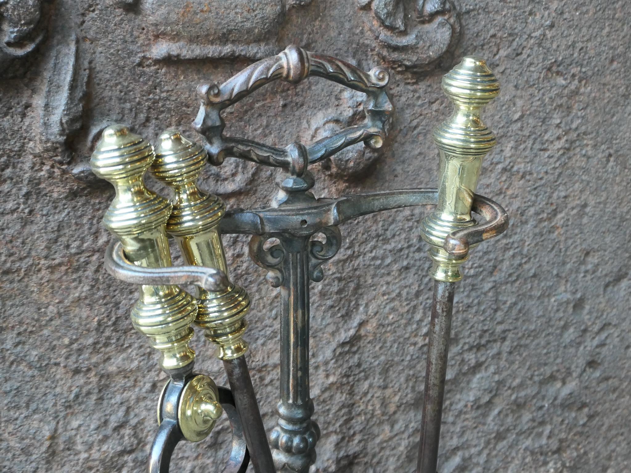 Forged Small 19th C. English Victorian Fireplace Companion Set For Sale