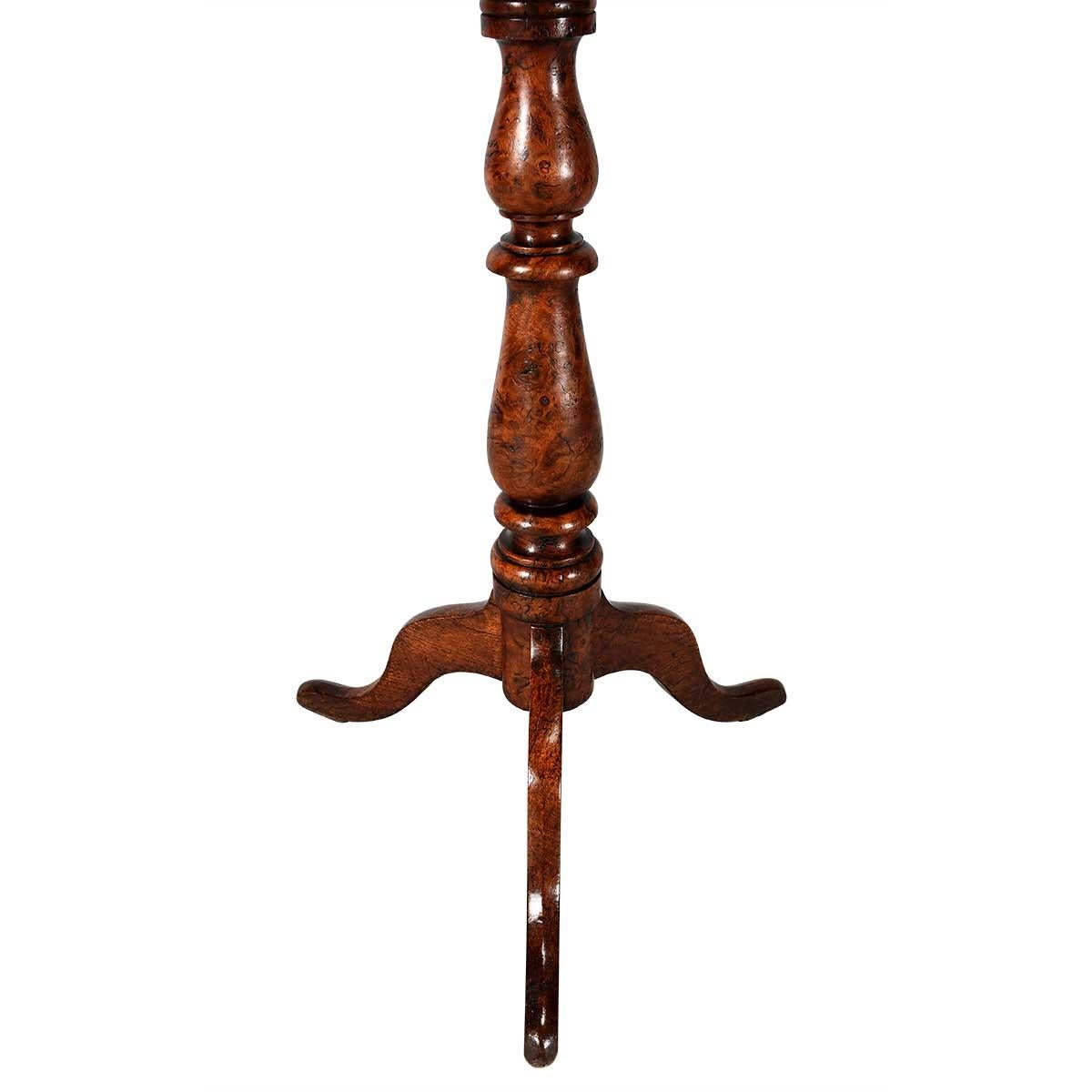 English Small 19th C. Figured Oak Tripod Table For Sale