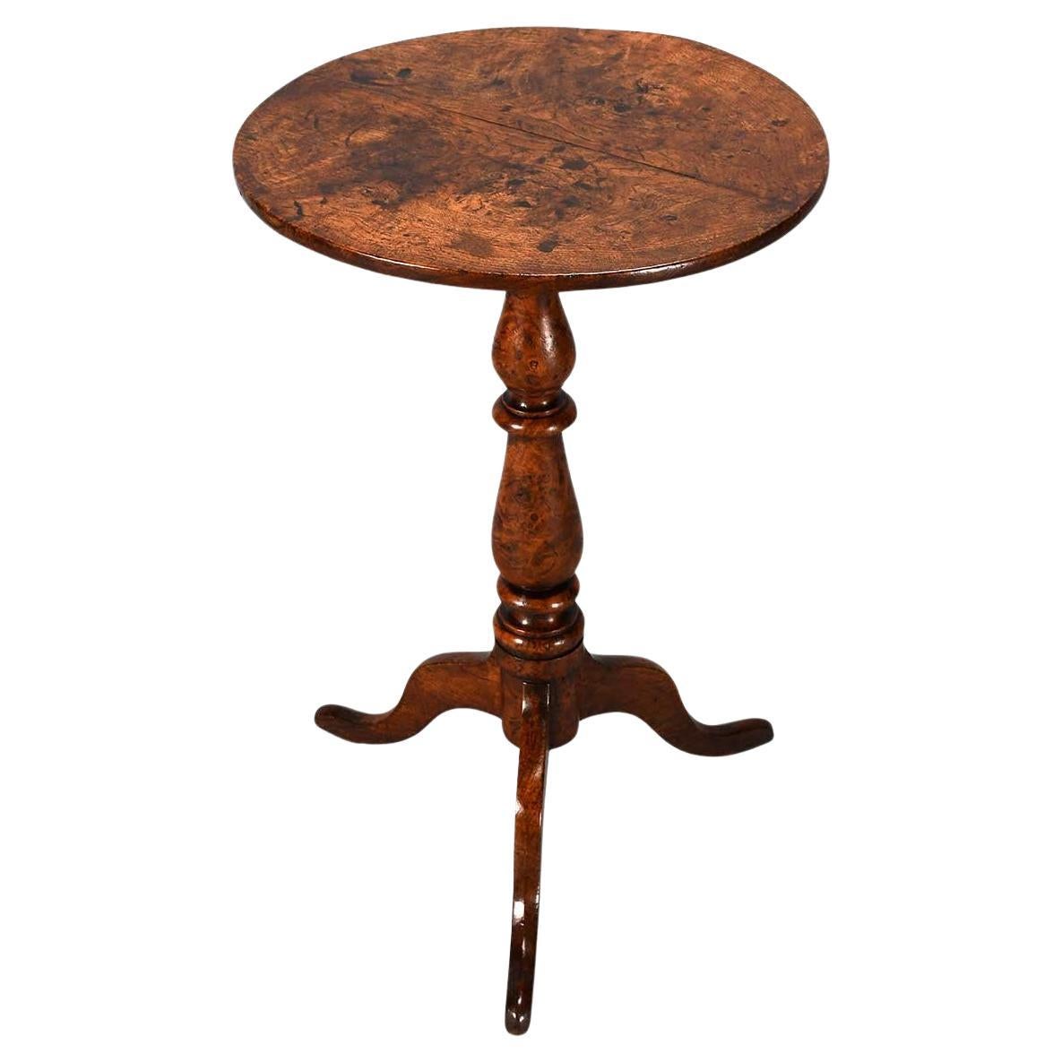Small 19th C. Figured Oak Tripod Table For Sale