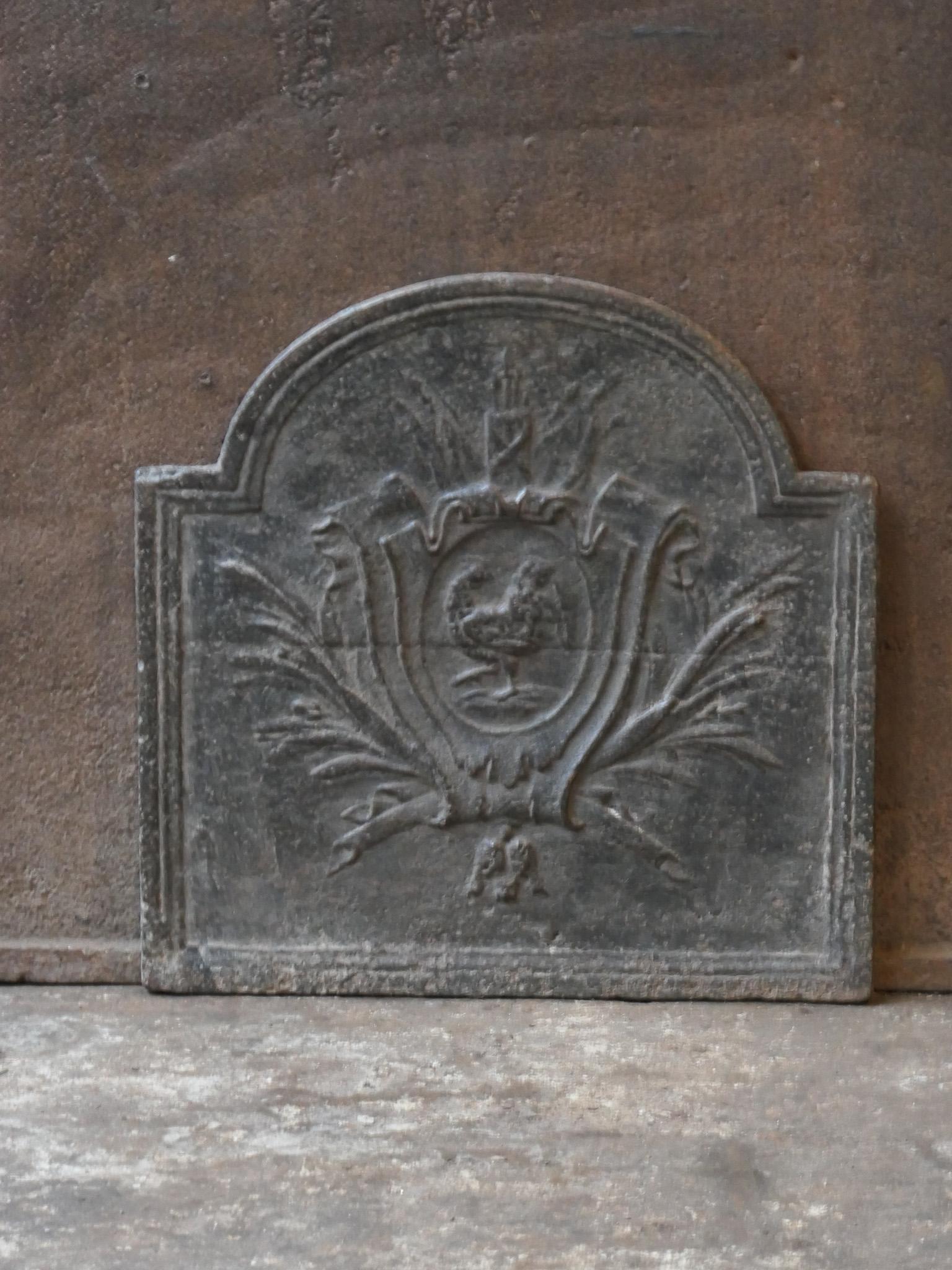 19th century French Napoleon III fireback with an allegory of France. The fireback is made of cast iron and has a brown patina. Upon request the fireback can be made black at no extra cost. It is in a good condition and does not have cracks.