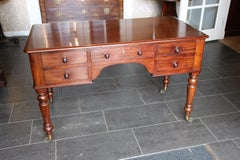 Small 19th Century Antique Writing Table with Five Drawers