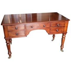 Small 19th Century Antique Writing Table with Five Drawers