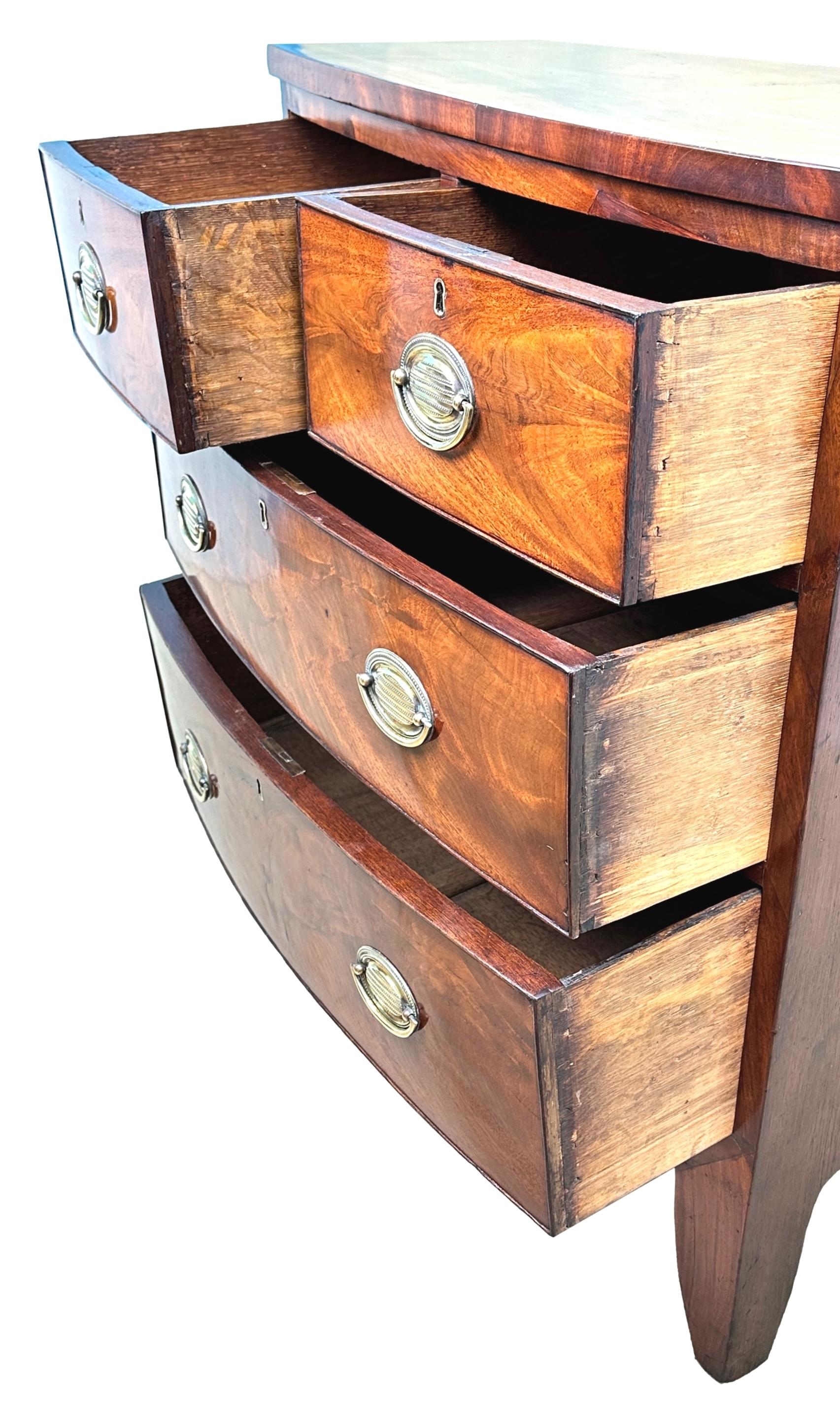 Victorian Small 19th Century Bowfront Chest Of Drawers For Sale