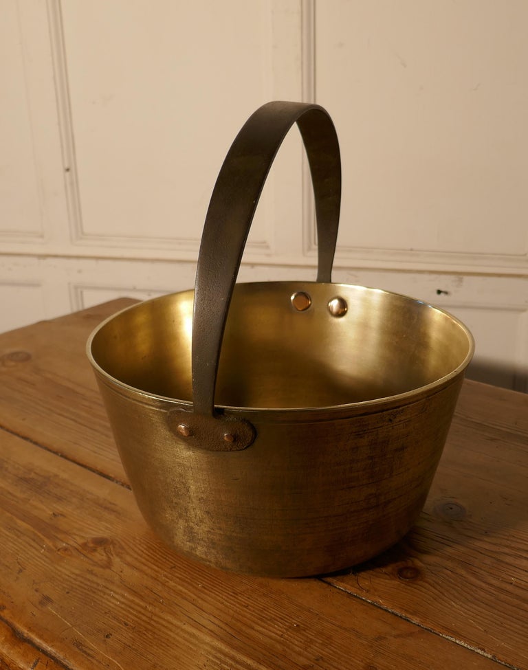 Small 19th Century Brass Preserving Pan or Cooking Pot For Sale at