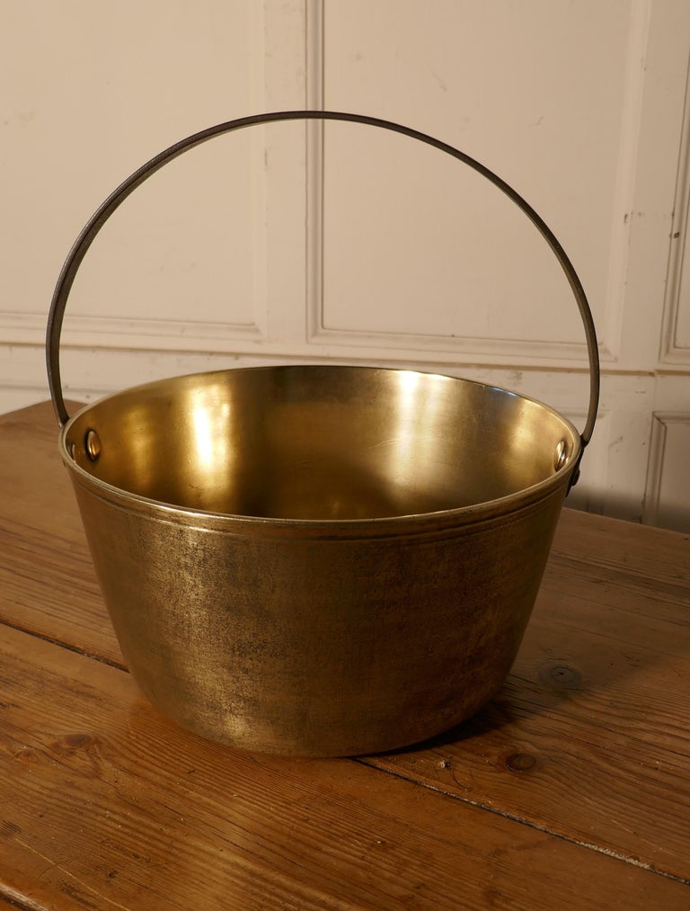 Small 19th Century Brass Preserving Pan or Cooking Pot For Sale at