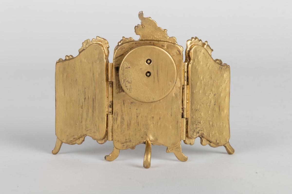 Enameled Small 19th Century Bronze and Enamel Pendulum Screen