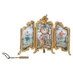 Small 19th Century Bronze and Enamel Pendulum Screen