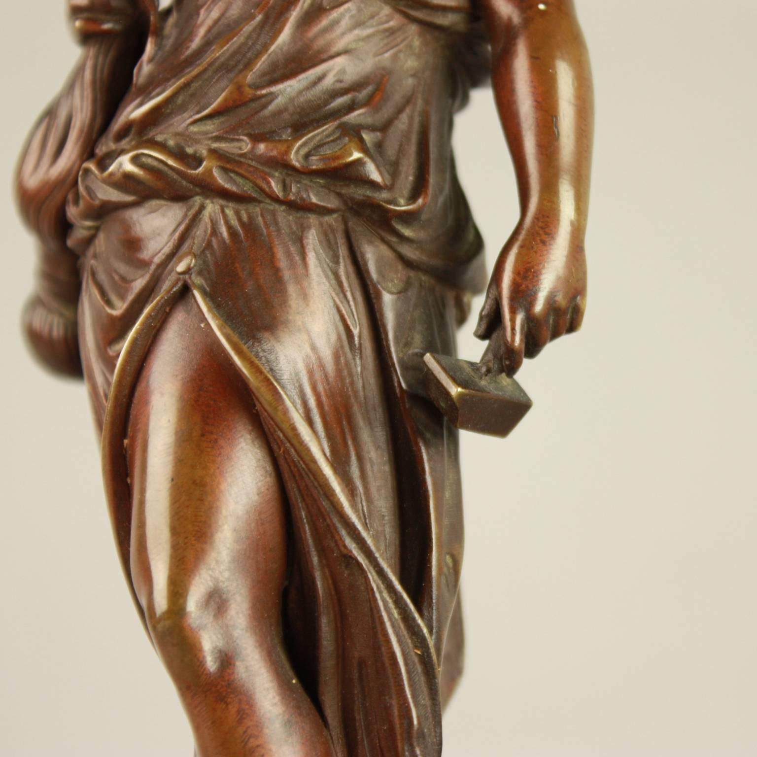 Small 19th Century Bronze Figure of Allegory of Manufacture For Sale 5