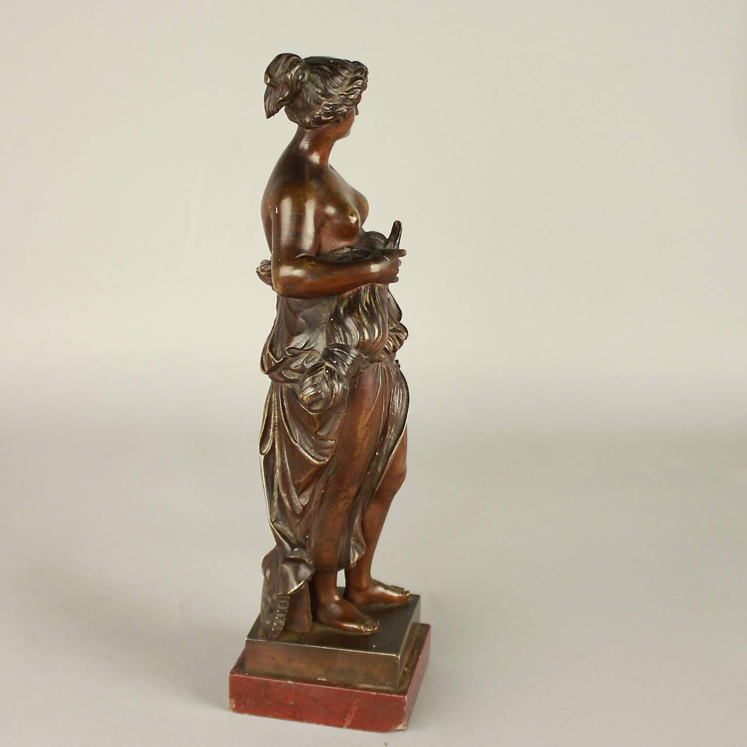 Napoleone III Piccola figura in bronzo del XIX secolo raffigurante l'Allegoria della Manifattura in vendita