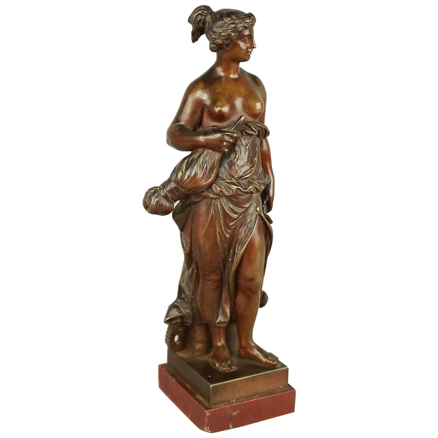 Petite figurine en bronze de l'Allégorie de la Manufacture du 19e siècle