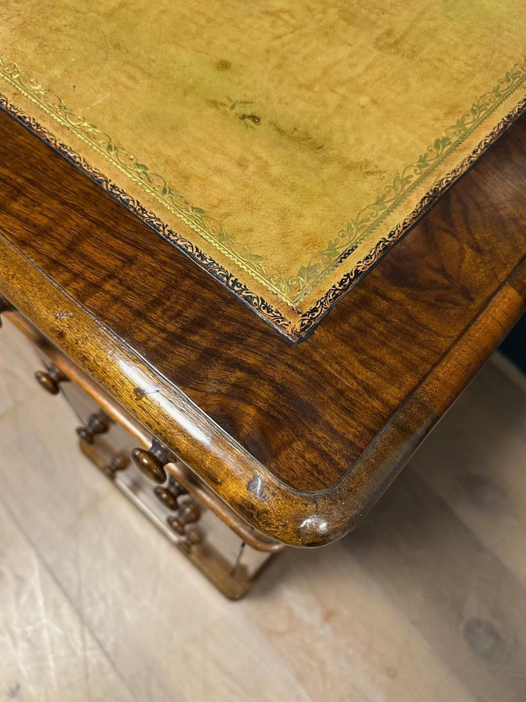 British Small 19th Century Burl Walnut Desk For Sale