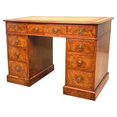 Small 19th Century Burr Walnut Pedestal Desk