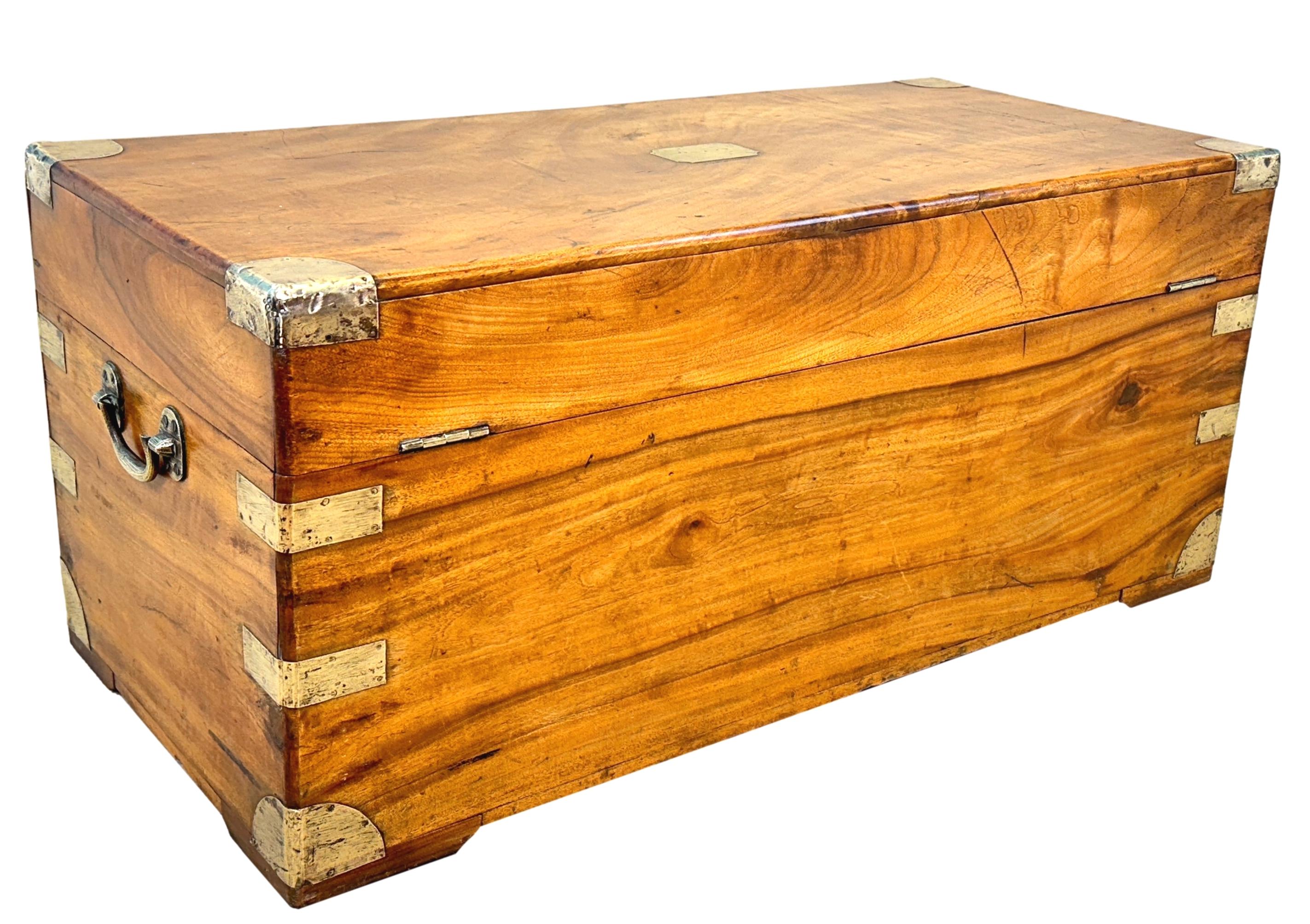 Small 19th Century Camphor Wood Campaign Trunk For Sale 5