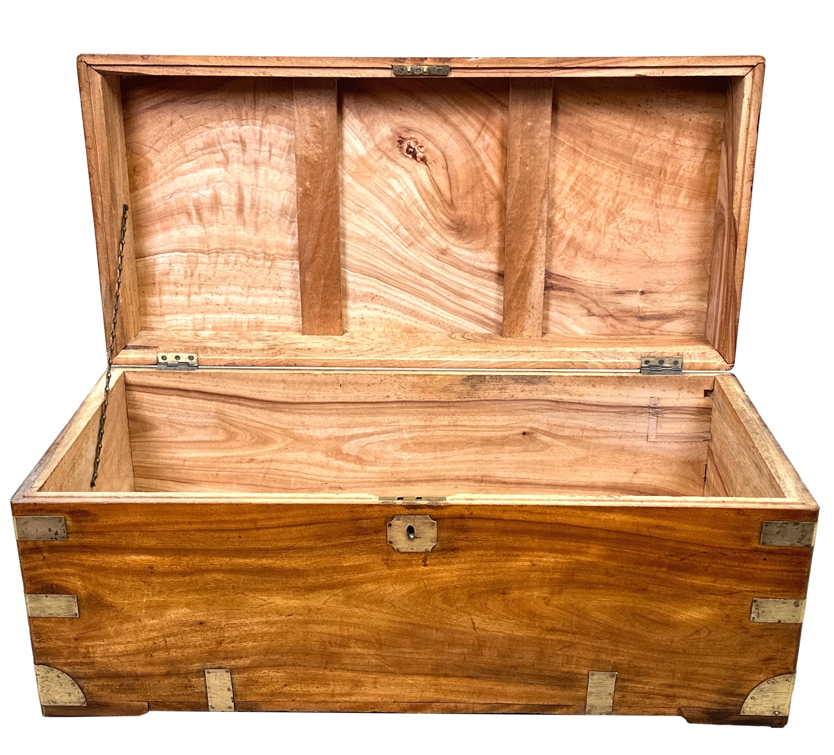 Small 19th Century Camphor Wood Campaign Trunk For Sale 1