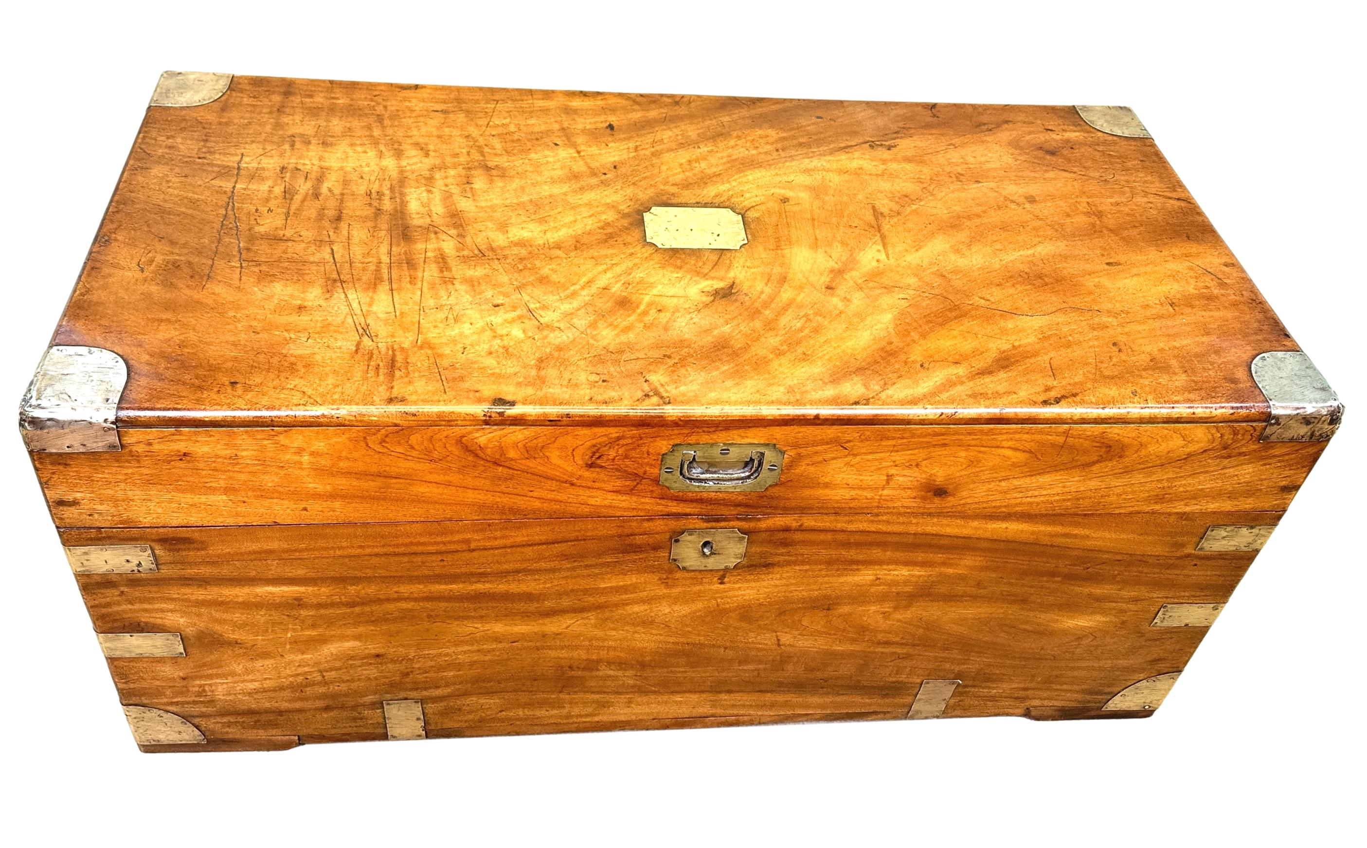Small 19th Century Camphor Wood Campaign Trunk For Sale 2