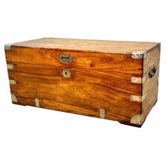 Used Small 19th Century Camphor Wood Campaign Trunk