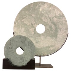 Small 19th Century Chinese Jade Disc on Stand