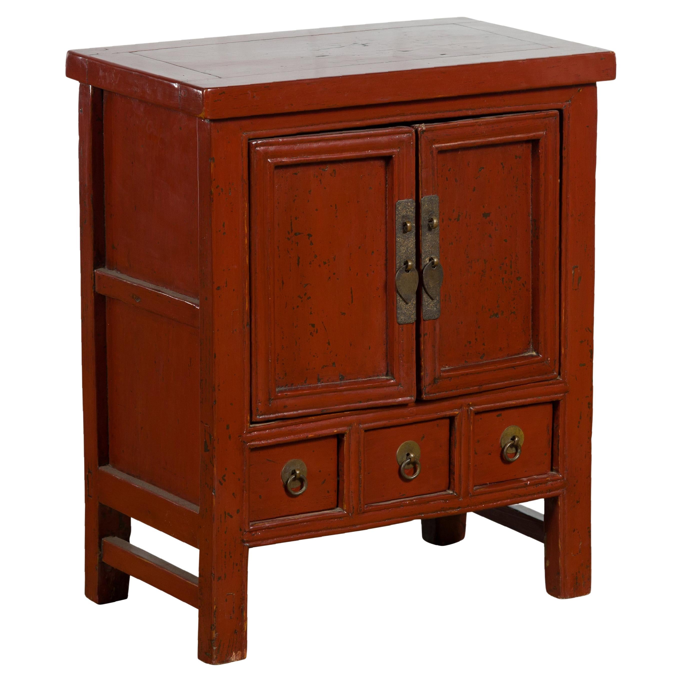 Unusual Red Lacquer Qing Dynasty Center Cabinet at 1stDibs