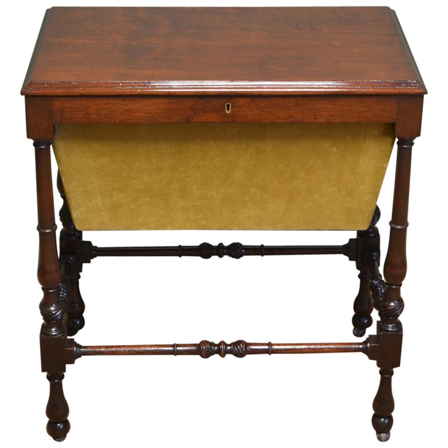 Small 19th Century Edwardian Mahogany Antique Work Box, Side Table For Sale