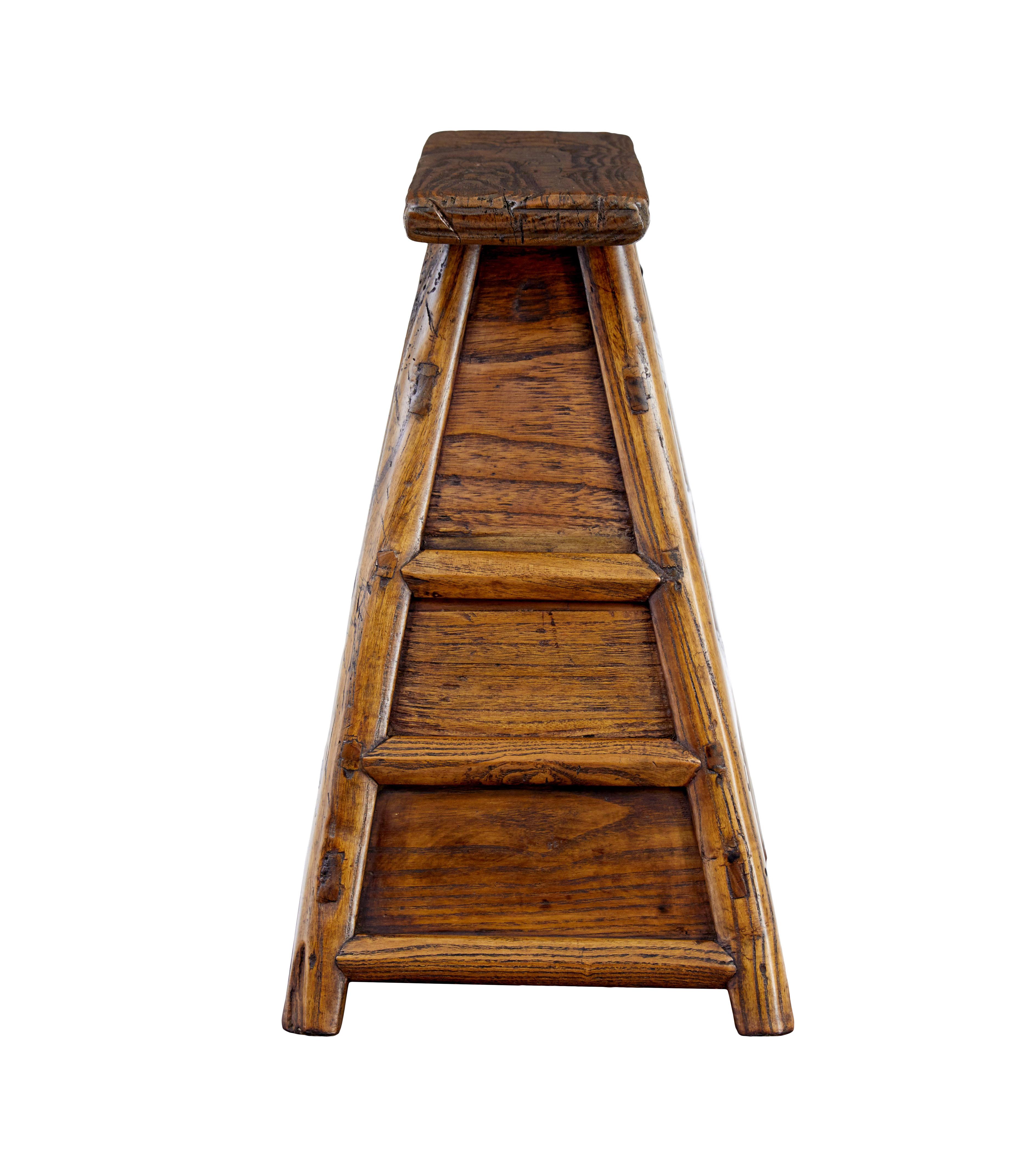 19th Century Small 19th century elm decorative table top chest For Sale