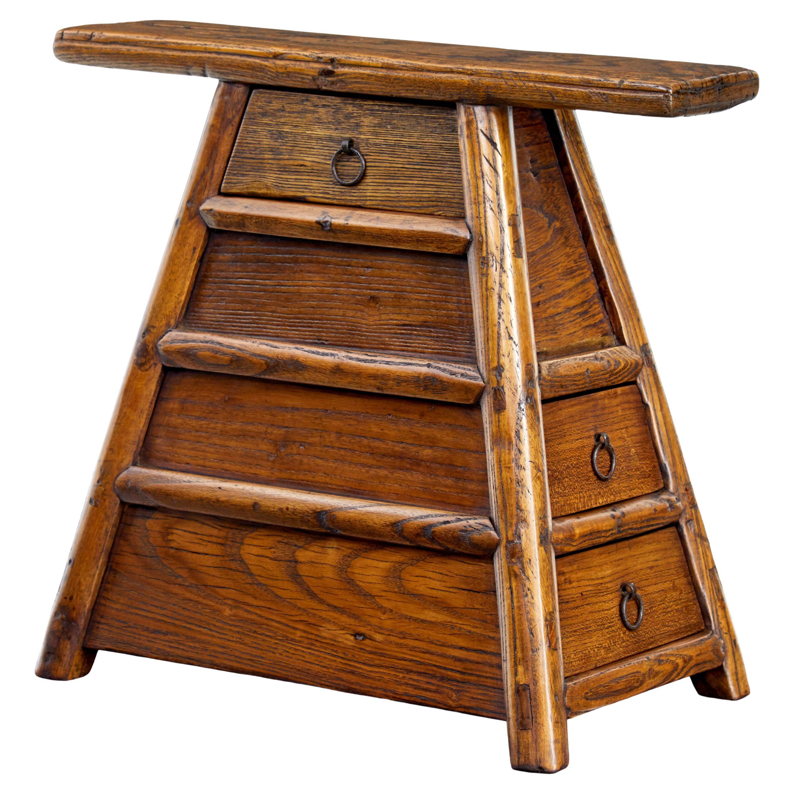 Small 19th century elm decorative table top chest For Sale