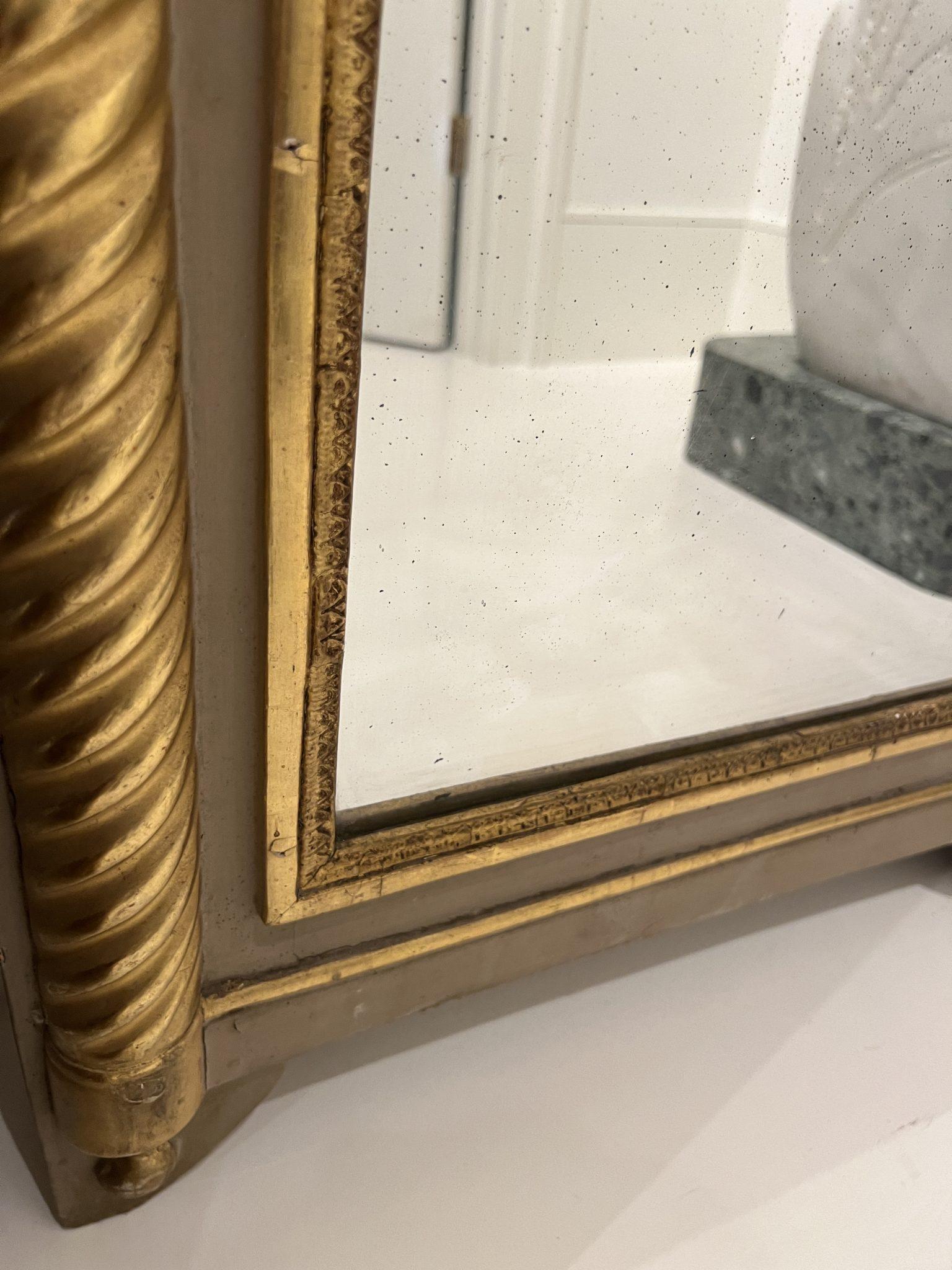 French Small 19th Century Empire Mirror with Water Gilding For Sale