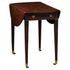 Small 19th Century English Mahogany Drop Leaf Pembroke Table with Crossbanding
