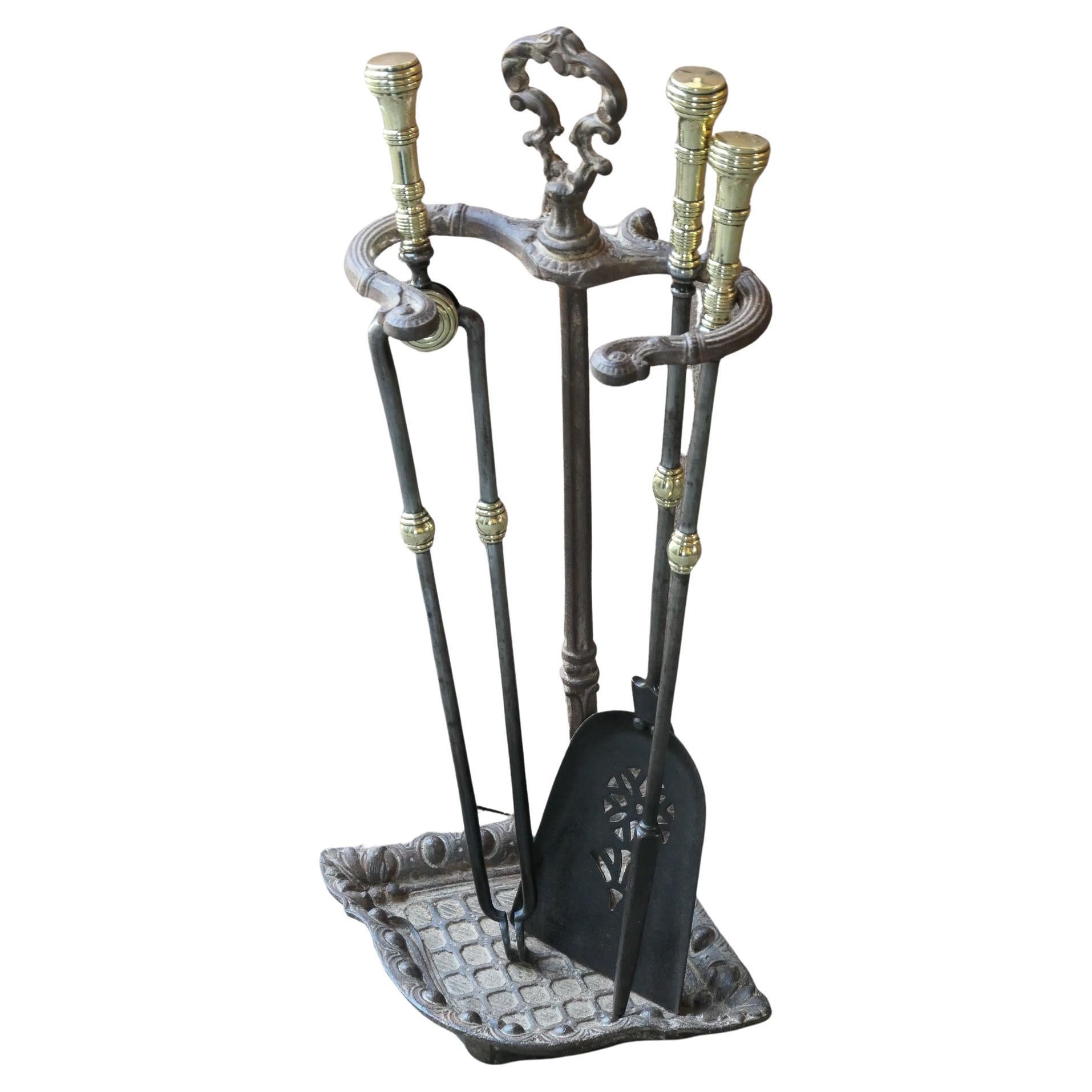 Small 19th Century English Victorian Fireplace Tools or Companion Set