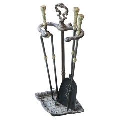 Small 19th Century English Victorian Fireplace Tools or Companion Set