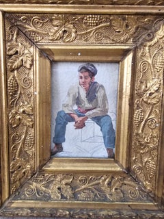 Small 19th Century Framed Watercolor – Character from the Era