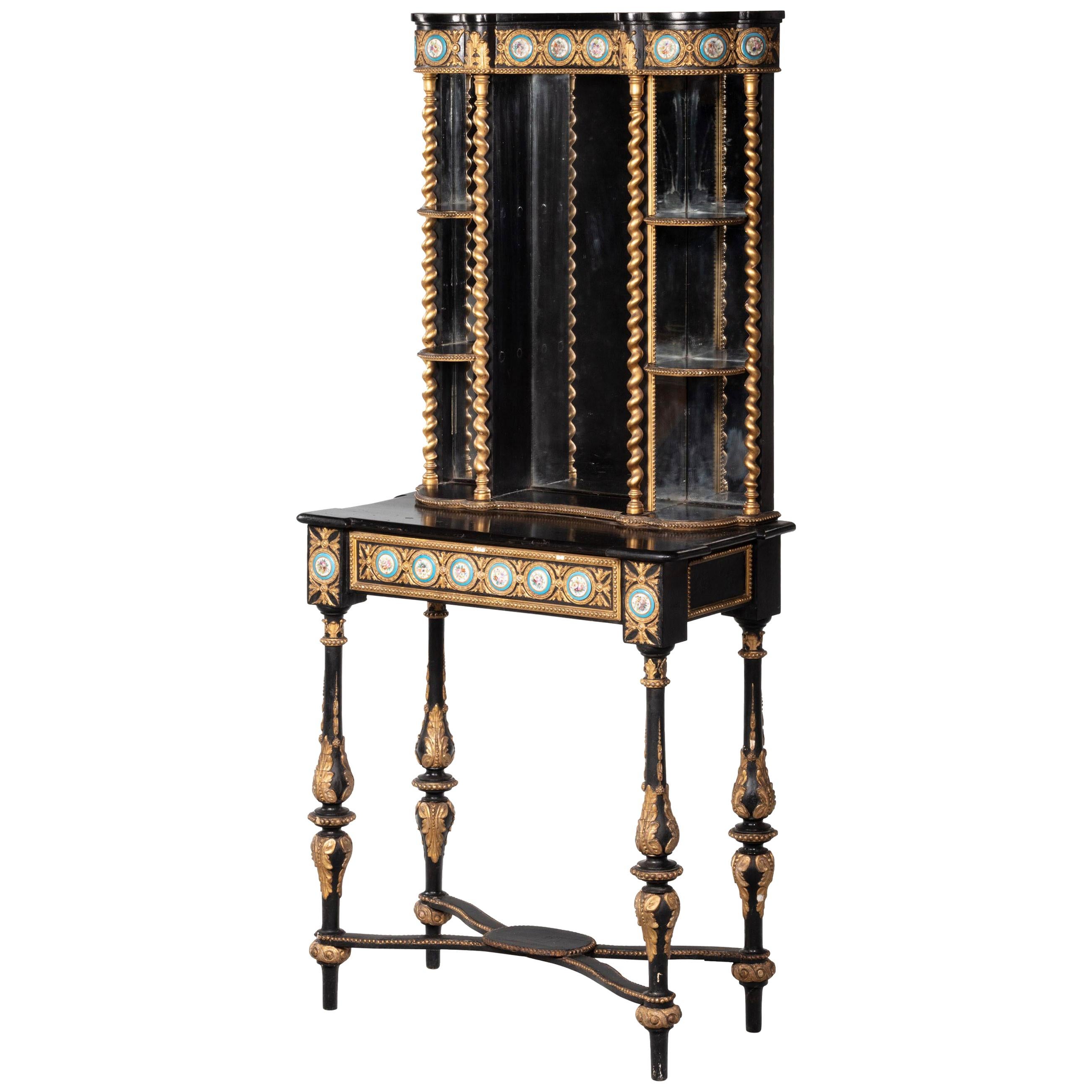 Small 19th Century French Cabinet with Elaborately Carved and Gilded Decoration