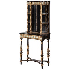 Small 19th Century French Cabinet with Elaborately Carved and Gilded Decoration