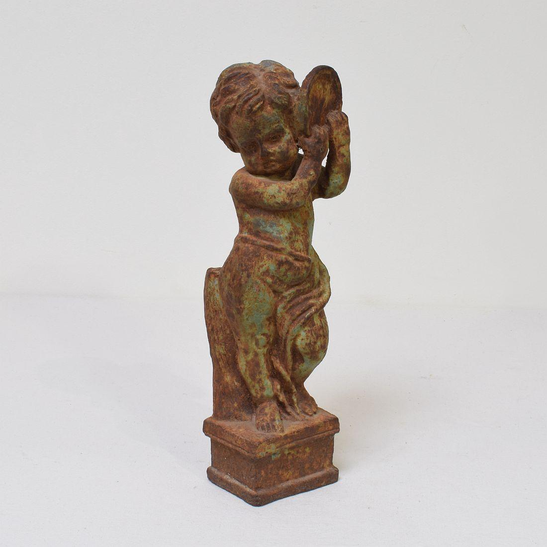 Very nice and small garden statue representing an angel holding an a tambourine.
France circa 1850-1900.
Weathered.