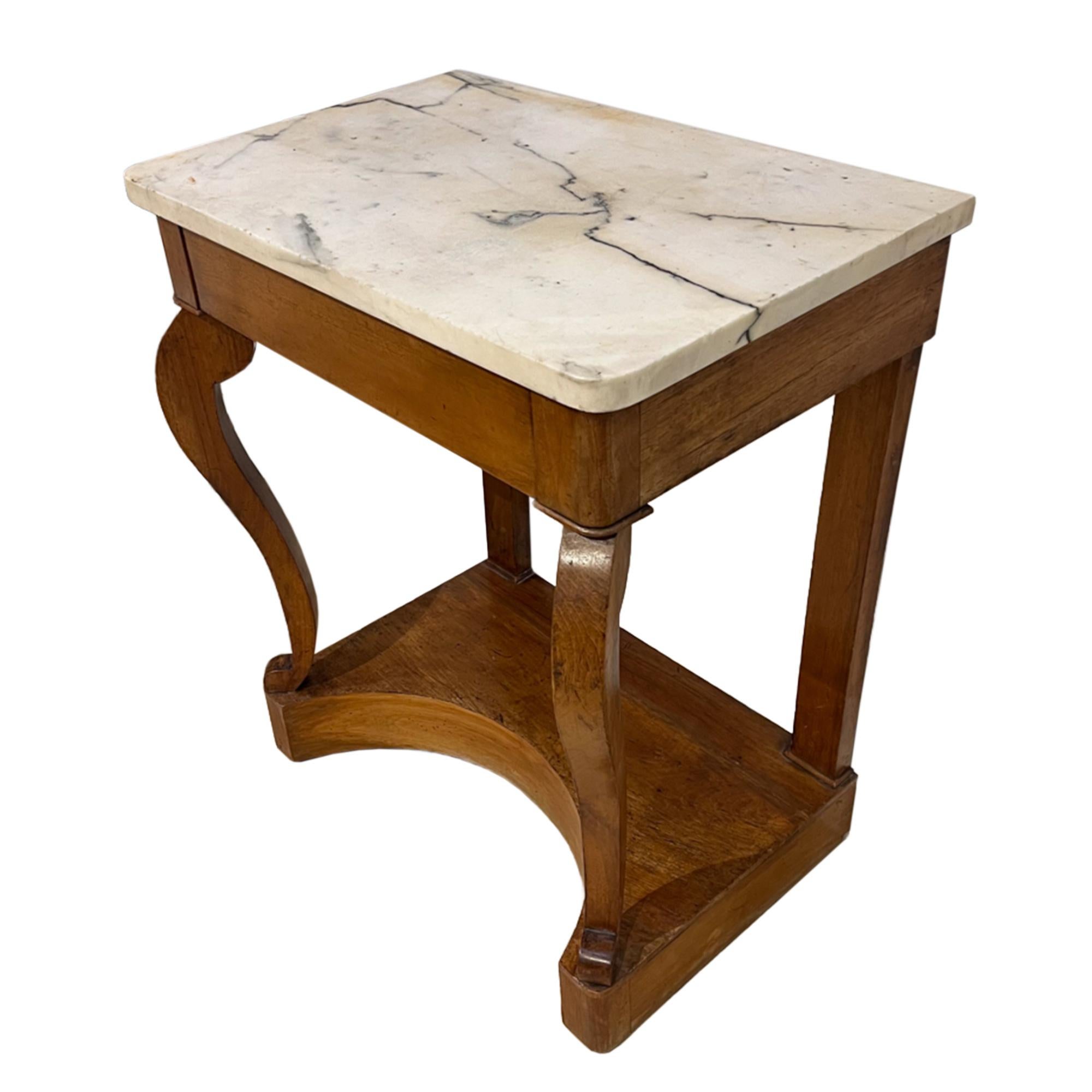 French Provincial Small 19th Century French Console Table With Marble Top For Sale