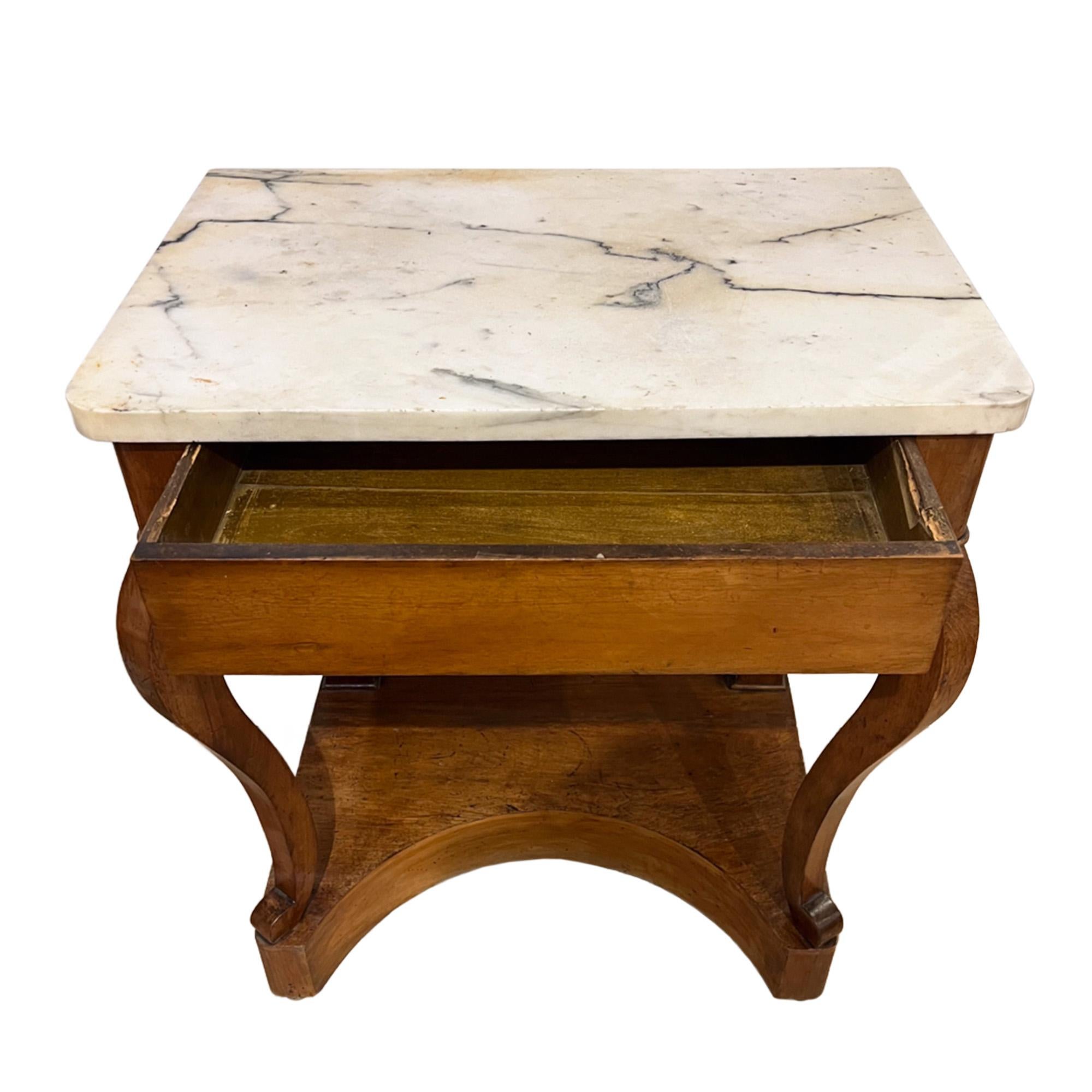 Hand-Crafted Small 19th Century French Console Table With Marble Top For Sale