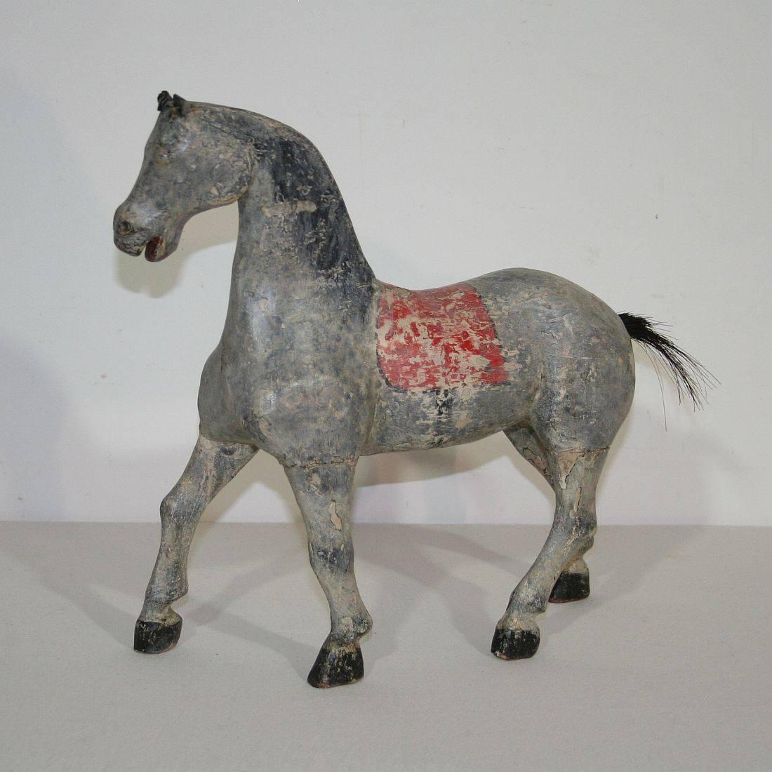 Small 19th Century French Folk Art Wooden Horse 2