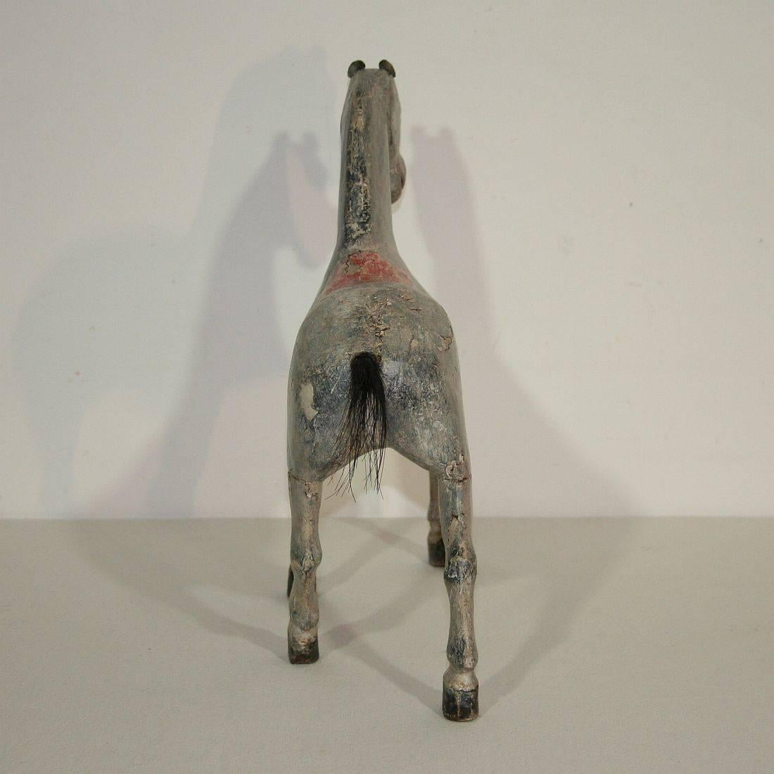 Small 19th Century French Folk Art Wooden Horse 3