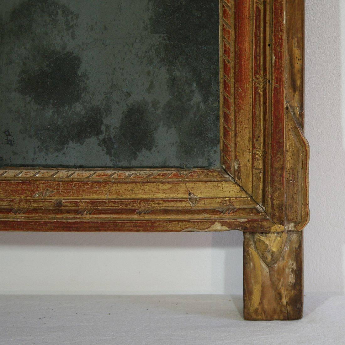 Hand-Carved Small 19th Century French Giltwood Louis XVI Style Mirror