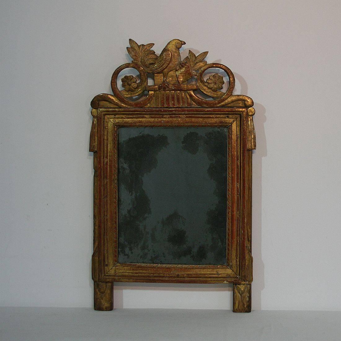 Small 19th Century French Giltwood Louis XVI Style Mirror In Good Condition In Buisson, FR