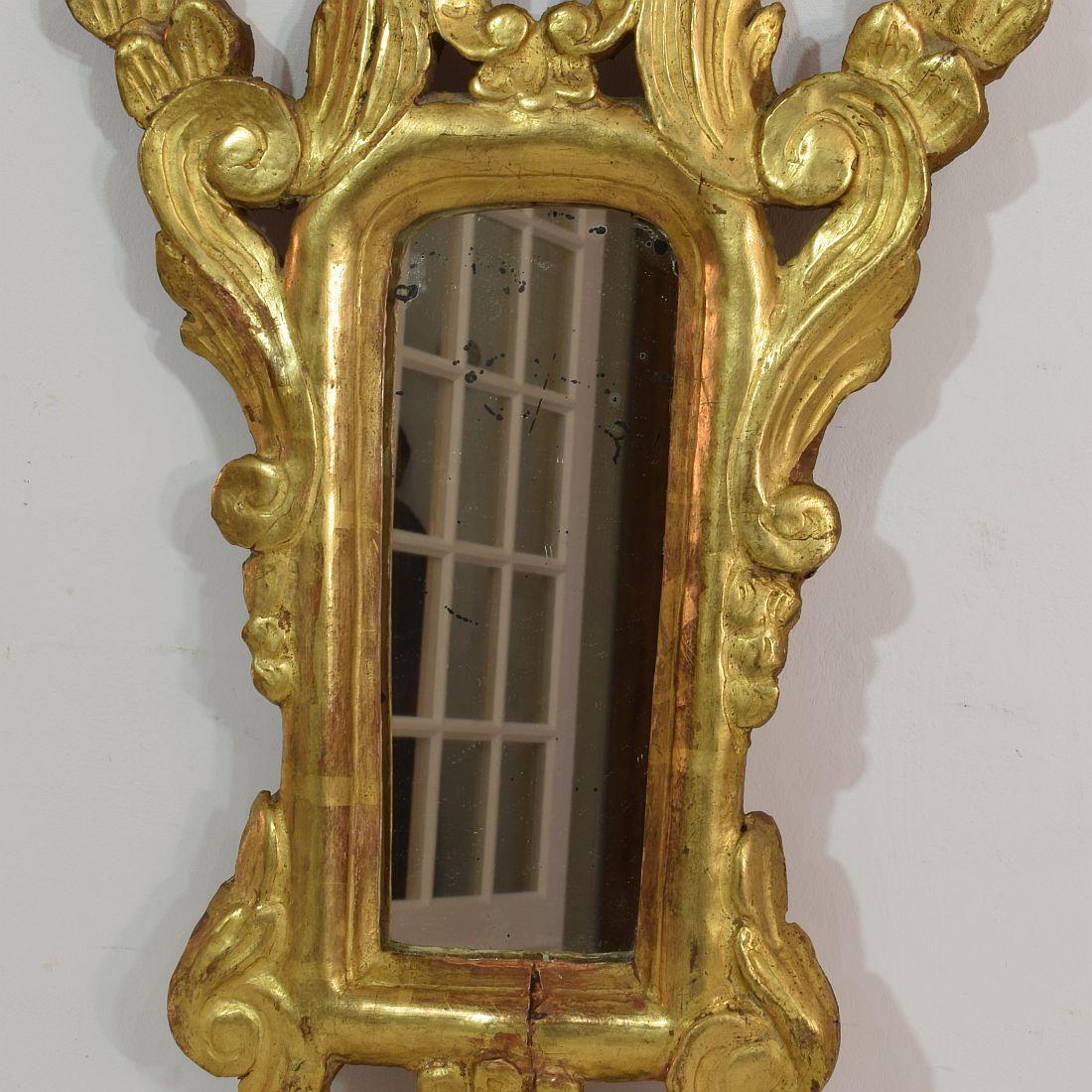 Hand-Carved Small 19th Century French Giltwood Mirror