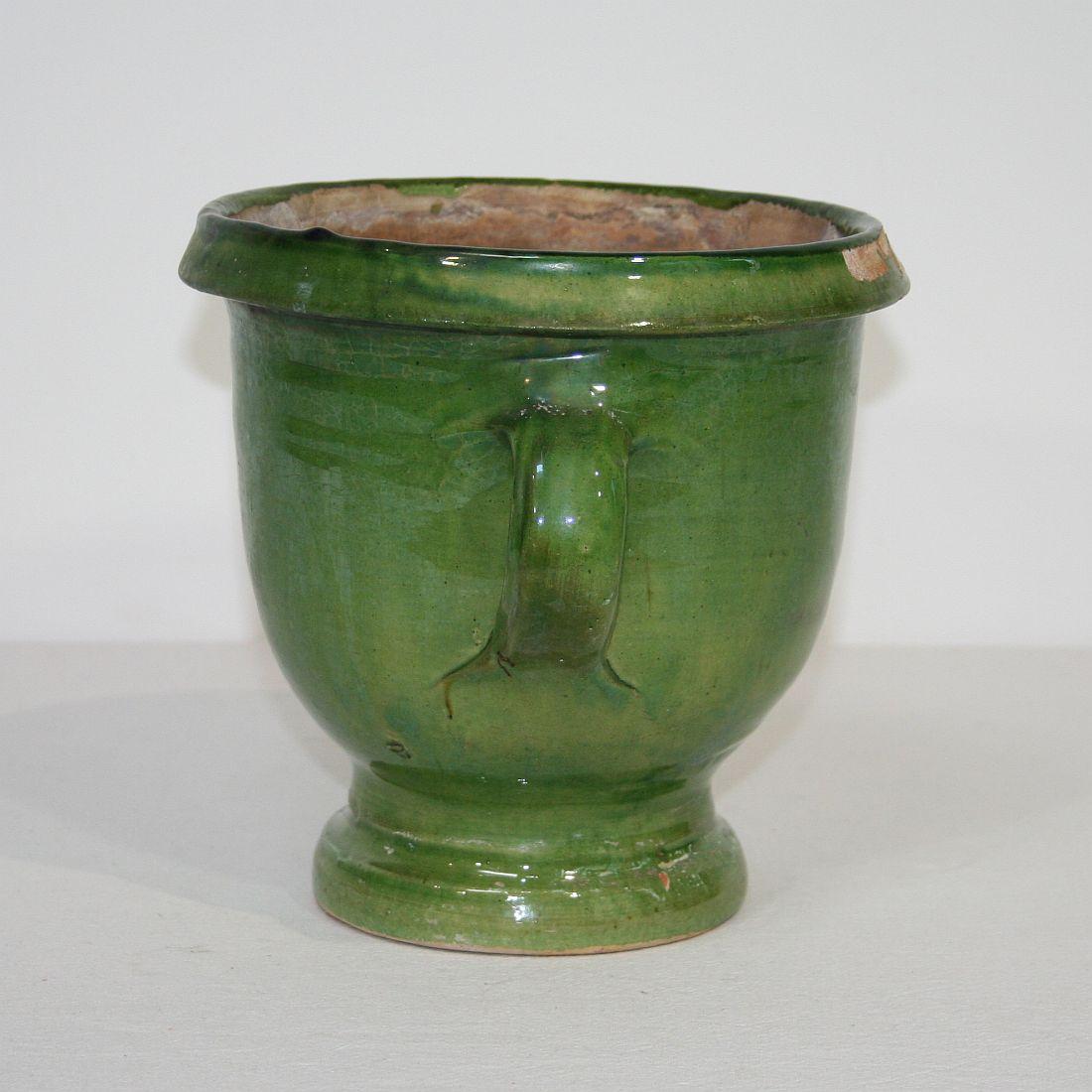 Small 19th Century French Green Glazed Earthenware Castelnaudary Planter 2